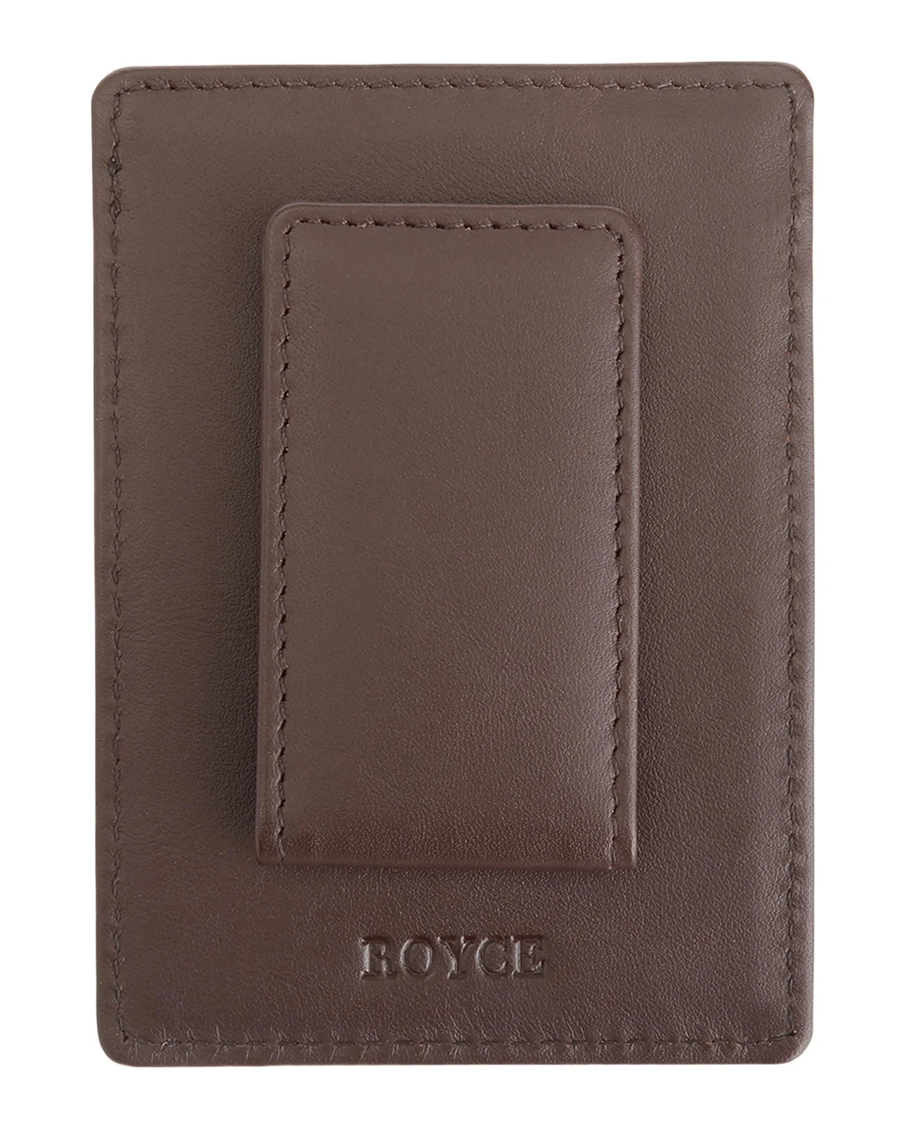 Royce New York Monogrammed Leather Magnetic Money Clip Wallet, Personalized