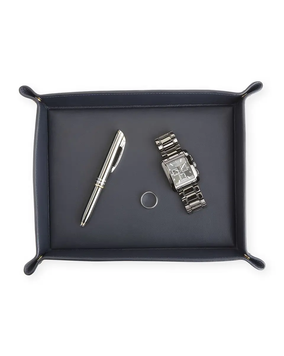 Royce New York Monogrammed Large Catchall Leather Valet Tray, Personalized | Thumbnail 3