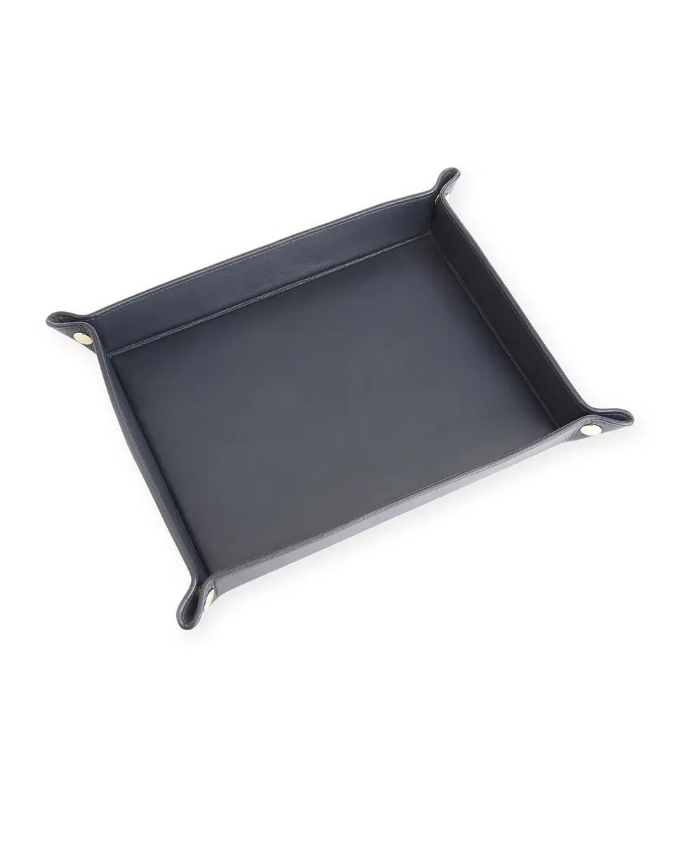 Royce New York Monogrammed Large Catchall Leather Valet Tray, Personalized