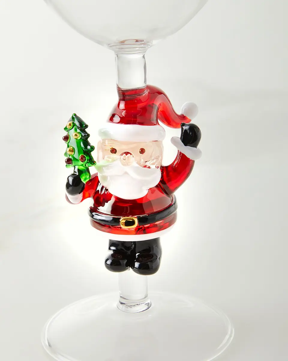 Neiman Marcus Figural Santa Wine Glasses, Set of 2 | Thumbnail 2