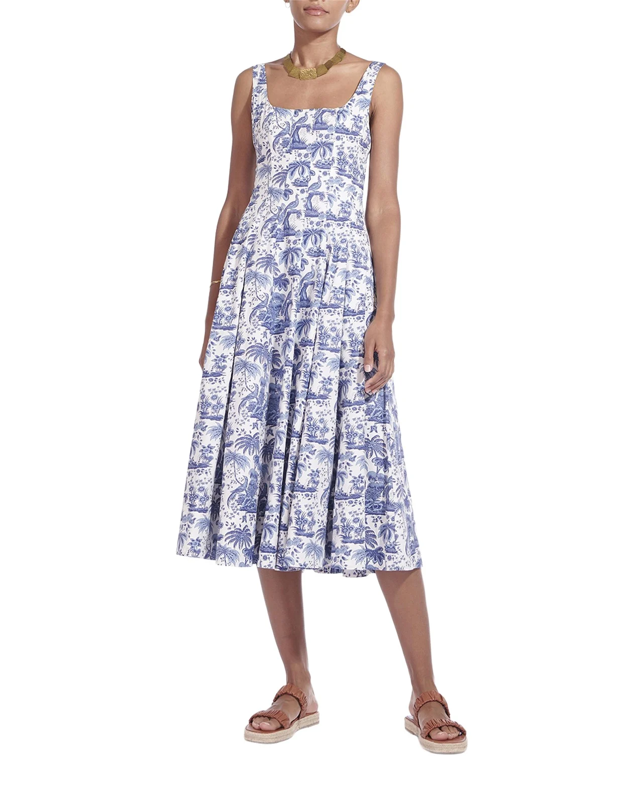 Staud Wells Toile Poplin Midi Dress
