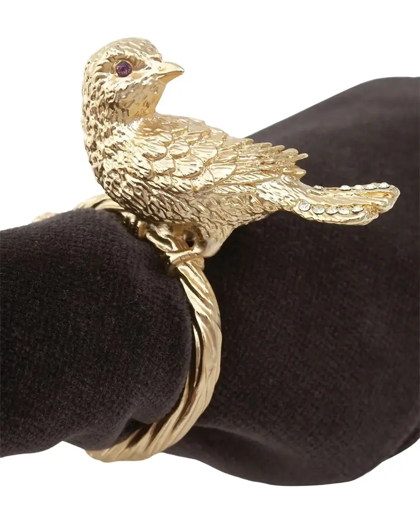 L'Objet Four "Gold Bird" Napkin Rings