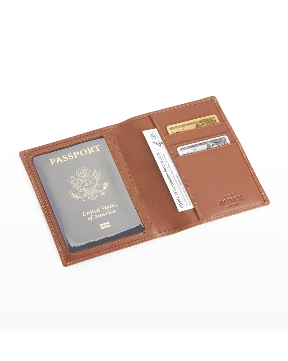 Royce New York Personalized Leather RFID-Blocking Passport Wallet with Vaccine Card Pocket | Thumbnail 3 Royce New York Personalized Leather RFID-Blocking Passport Wallet with Vaccine Card Pocket | Thumbnail 3