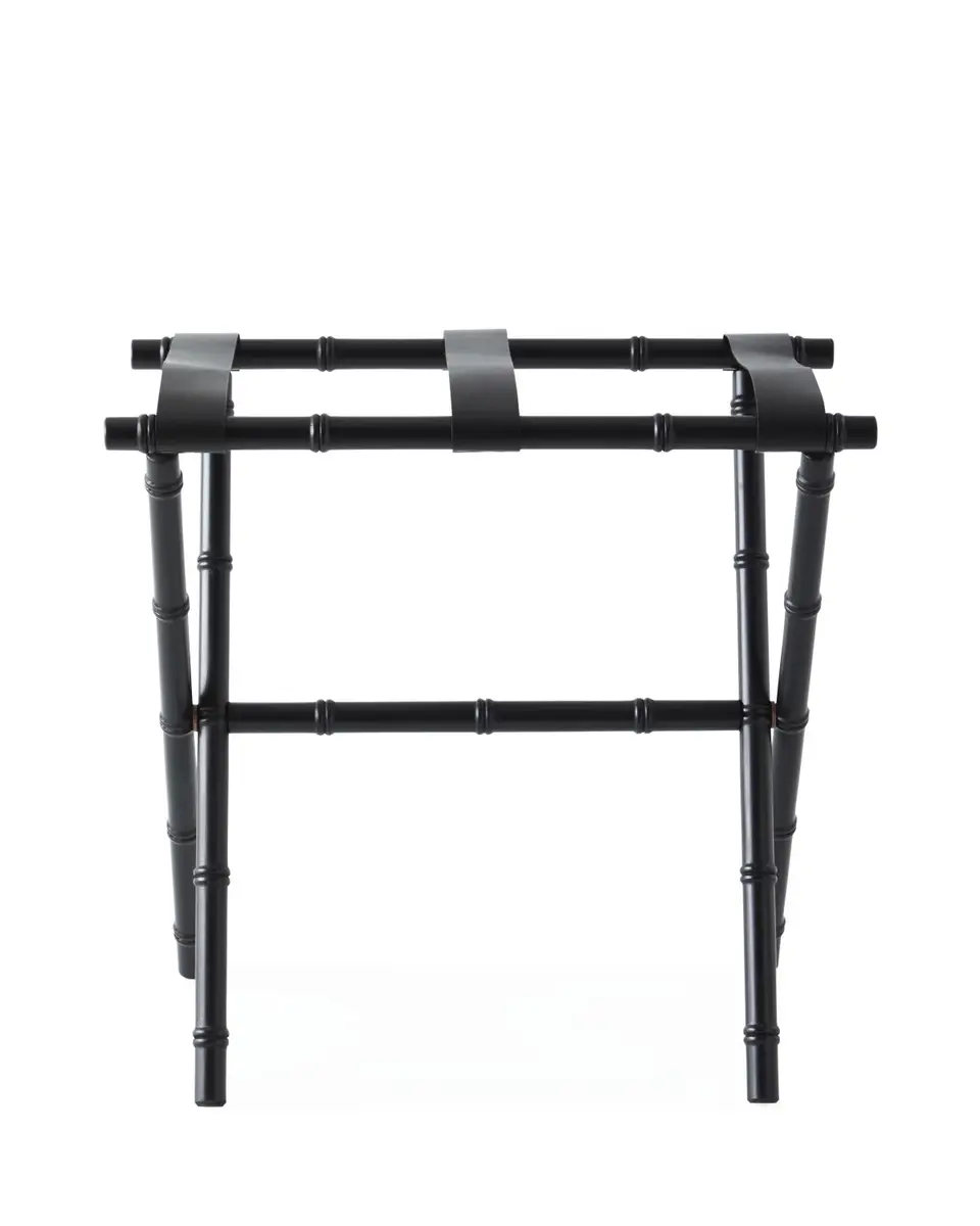 Gate House Furniture Bamboo Inspired Luggage Rack with Leather Straps | Thumbnail 2