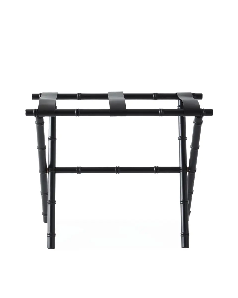 Gate House Furniture Bamboo Inspired Luggage Rack with Leather Straps | Thumbnail 4