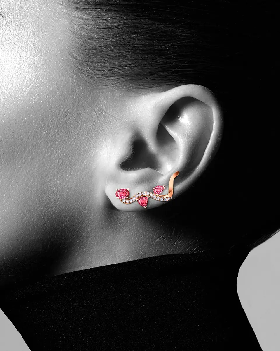 Hueb Mirage Pink Gold Earrings with Diamonds and Pink Sapphires | Thumbnail 2 Hueb Mirage Pink Gold Earrings with Diamonds and Pink Sapphires | Thumbnail 2