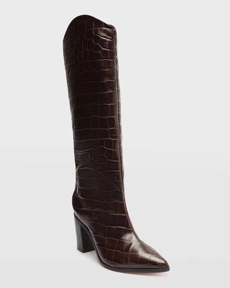 Schutz Analeah Croc-Embossed Knee-High Boots | Thumbnail 4