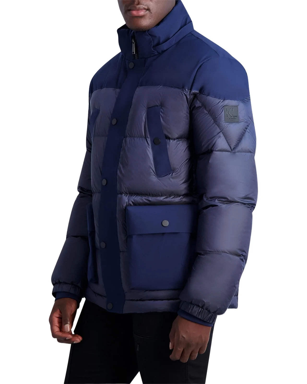 Karl Lagerfeld Paris Men's Fabric-Blocked Down Coat