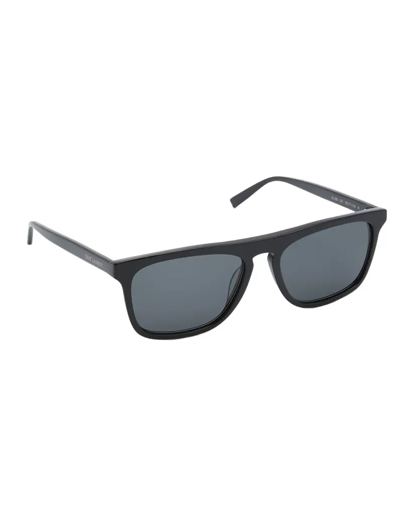 Saint Laurent Men's Slim Acetate Aviator Sunglasses with Logo | Image 1 Saint Laurent Men's Slim Acetate Aviator Sunglasses with Logo | Image 1