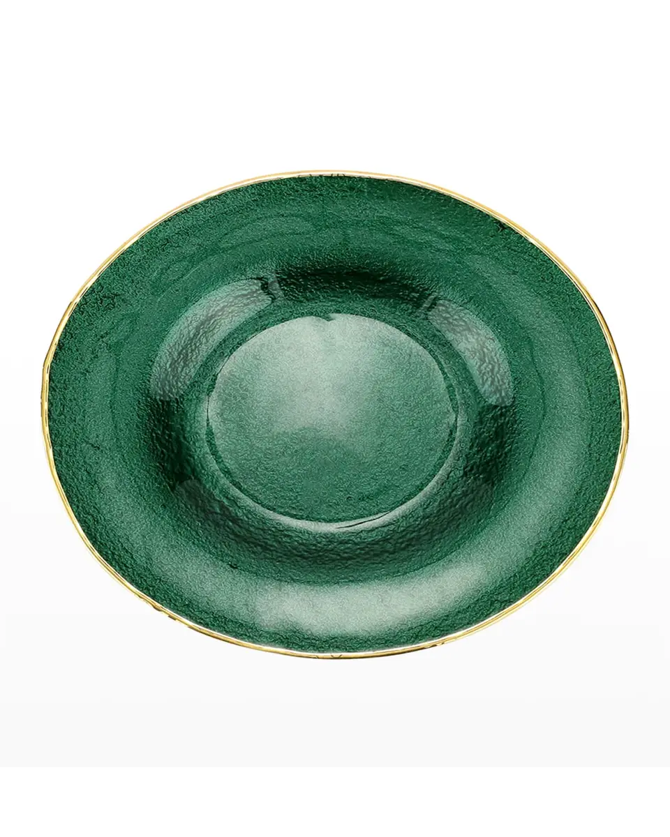 Vietri Metallic Glass Emerald Salad Plate | Thumbnail 2