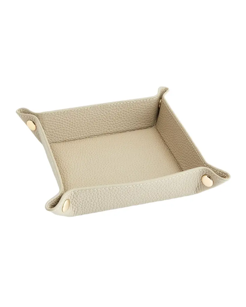 Royce New York Monogrammed Leather Catchall Valet Tray