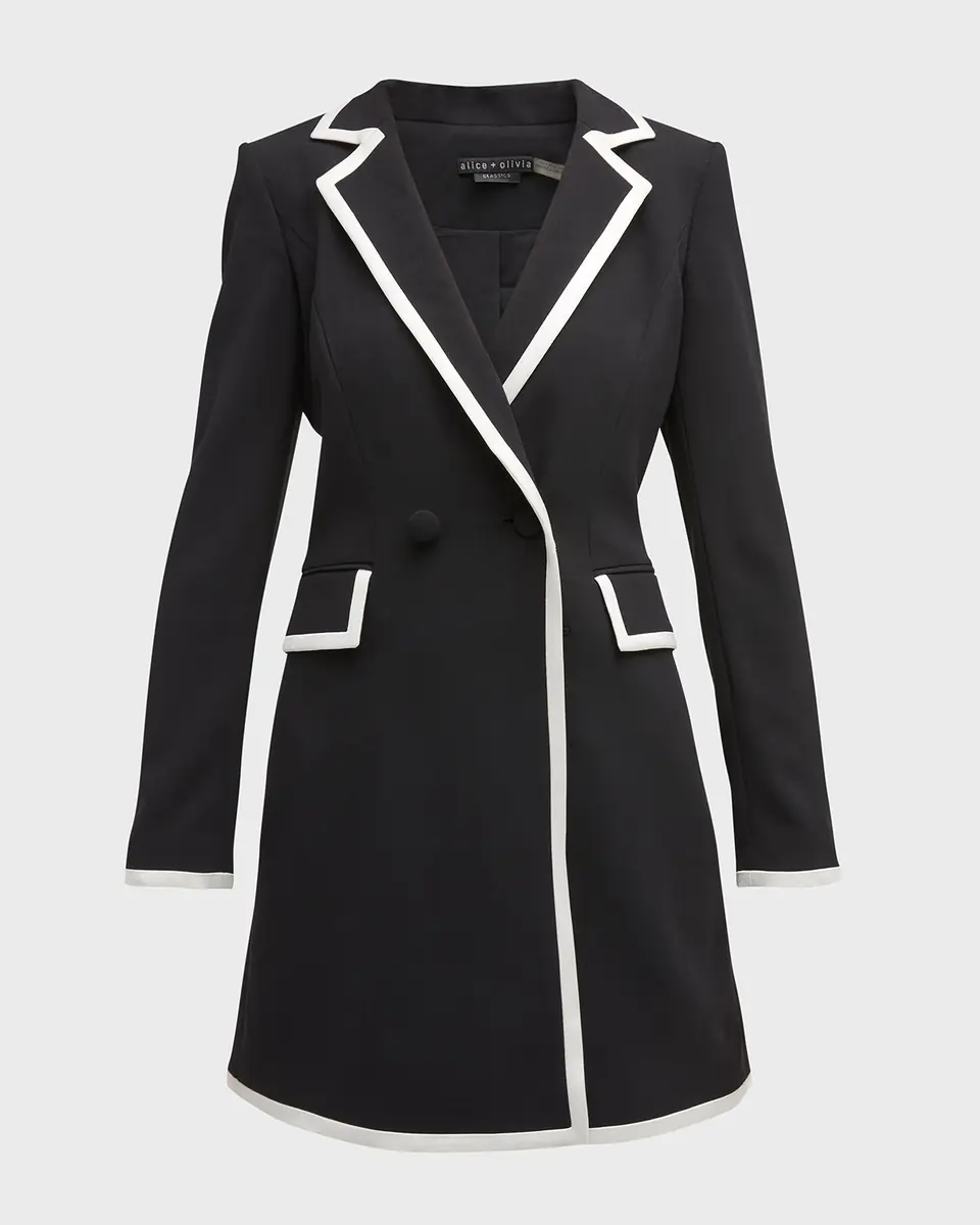 Alice + Olivia Kyrie Piped Tuxedo Dress | Thumbnail 2 Alice + Olivia Kyrie Piped Tuxedo Dress | Thumbnail 2