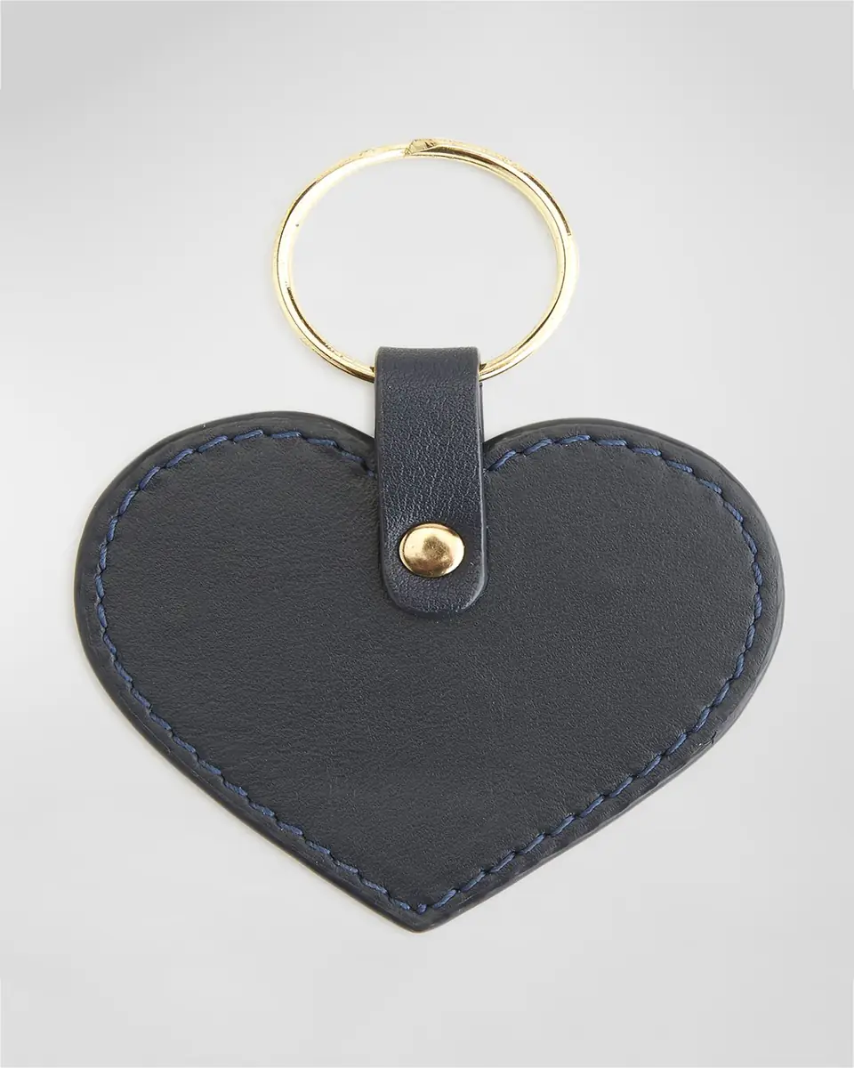 Royce New York Monogrammed Leather Heart-Shaped Key Chain, Personalized | Thumbnail 3