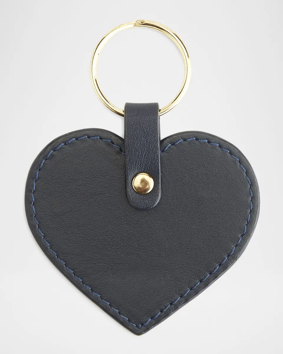 Royce New York Monogrammed Leather Heart-Shaped Key Chain, Personalized | Thumbnail 5