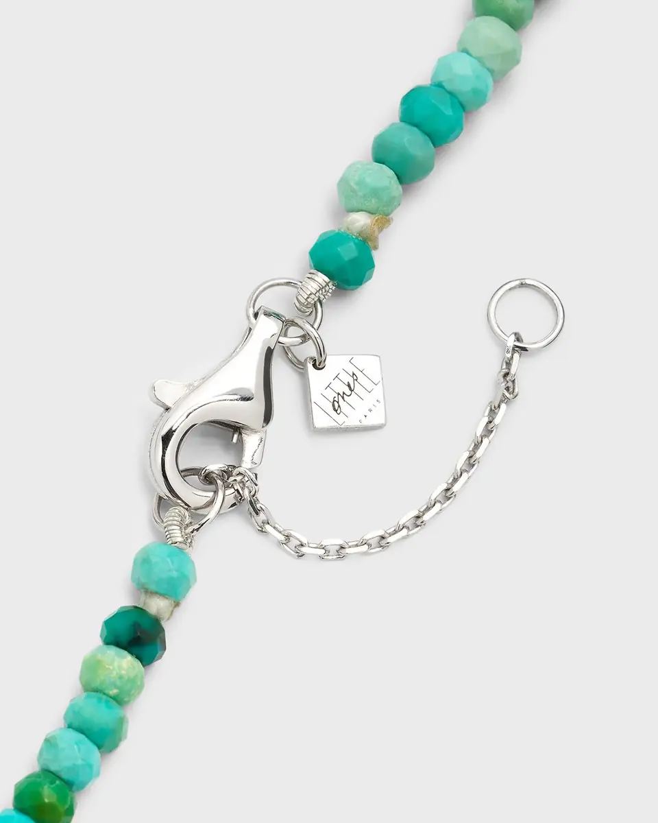 LITTLE ONES PARIS 18K White Gold and Diamonds Girl Turquoise Beaded Necklace | Thumbnail 4 LITTLE ONES PARIS 18K White Gold and Diamonds Girl Turquoise Beaded Necklace | Thumbnail 4