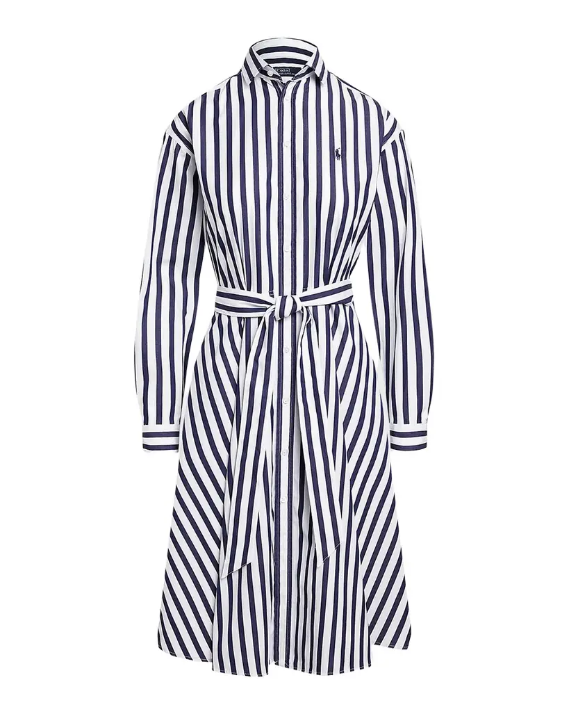 Polo Ralph Lauren Belted Wide-Stripe Cotton Shirtdress | Image 1 Polo Ralph Lauren Belted Wide-Stripe Cotton Shirtdress | Image 1