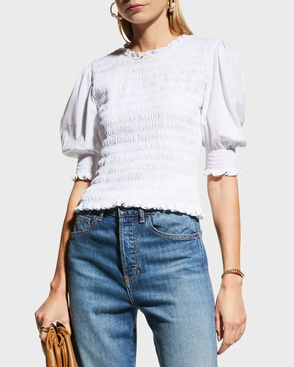 Veronica Beard Langston Smocked Top | Thumbnail 2