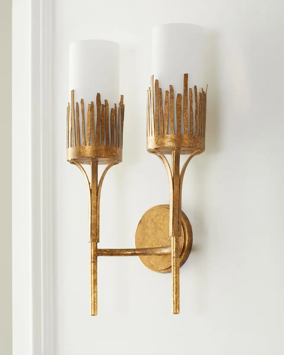 Lucas McKearn Sawgrass 2-Light Sconce in Gold Leaf | Thumbnail 2 Lucas McKearn Sawgrass 2-Light Sconce in Gold Leaf | Thumbnail 2