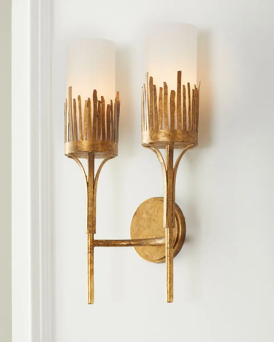 Lucas McKearn Sawgrass 2-Light Sconce in Gold Leaf | Thumbnail 4 Lucas McKearn Sawgrass 2-Light Sconce in Gold Leaf | Thumbnail 4
