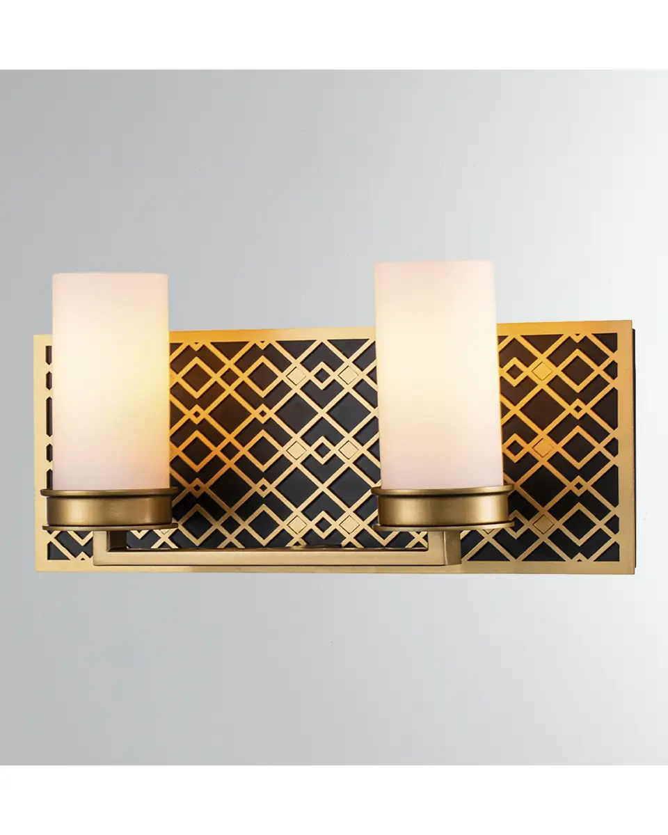 Lucas McKearn Ziggy 2-Light Bath Bar Sconce, Lacquered Gold | Thumbnail 2 Lucas McKearn Ziggy 2-Light Bath Bar Sconce, Lacquered Gold | Thumbnail 2