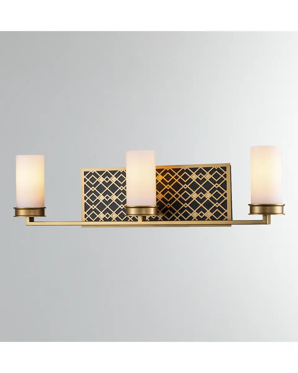 Lucas McKearn Ziggy 3-Light Bath Bar Sconce, Lacquered Gold | Thumbnail 2 Lucas McKearn Ziggy 3-Light Bath Bar Sconce, Lacquered Gold | Thumbnail 2