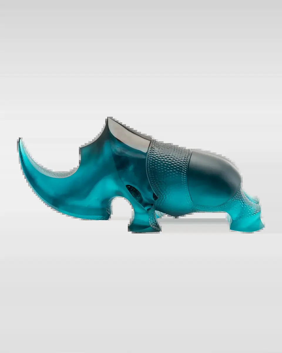 Daum Blue Ongava Rhinoceros Decoration | Thumbnail 2