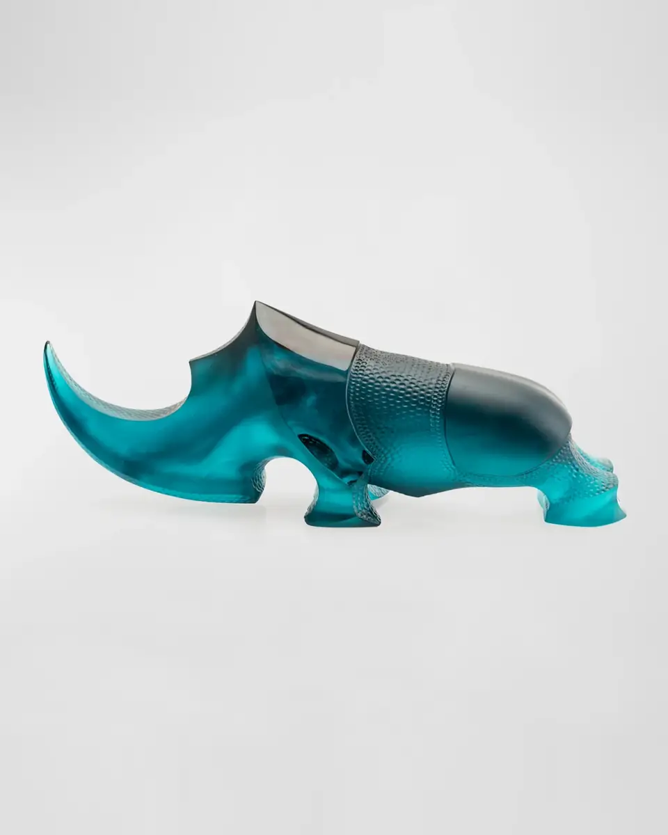 Daum Blue Ongava Rhinoceros Decoration | Thumbnail 3