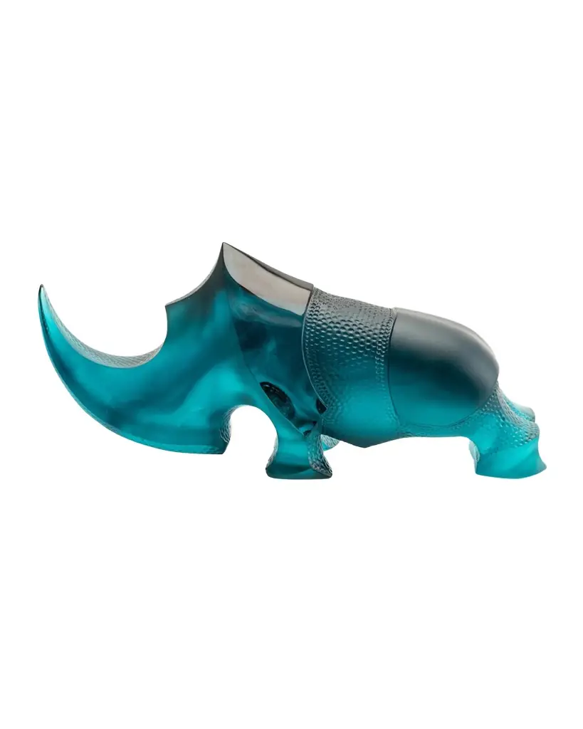 Daum Blue Ongava Rhinoceros Decoration | Image 1 Daum Blue Ongava Rhinoceros Decoration | Image 1