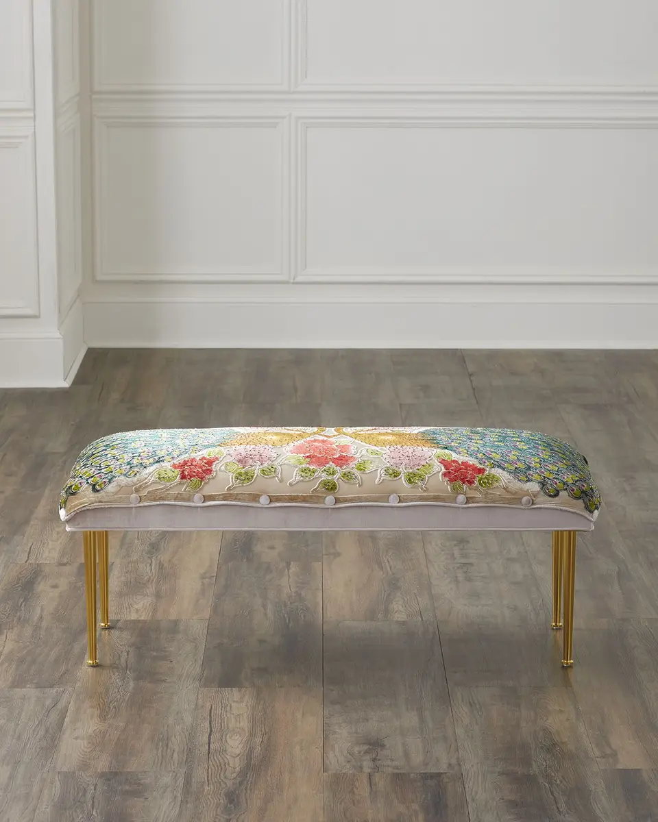 Haute House Blush Peacock Bench, 42" | Image 1 Haute House Blush Peacock Bench, 42" | Image 1