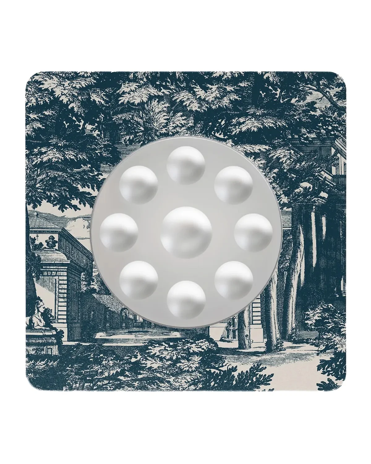 FORNASETTI Square Frame With Bubbles Mirror - Giardino Settecentesco Blue Ivory