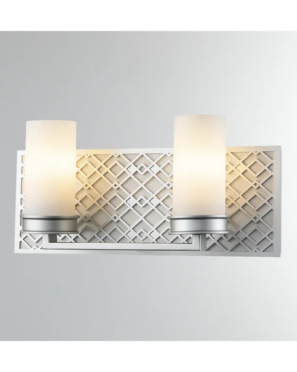 Lucas McKearn Ziggy 2-Light Bath Bar Sconce, Lacquered Silver | Thumbnail 2