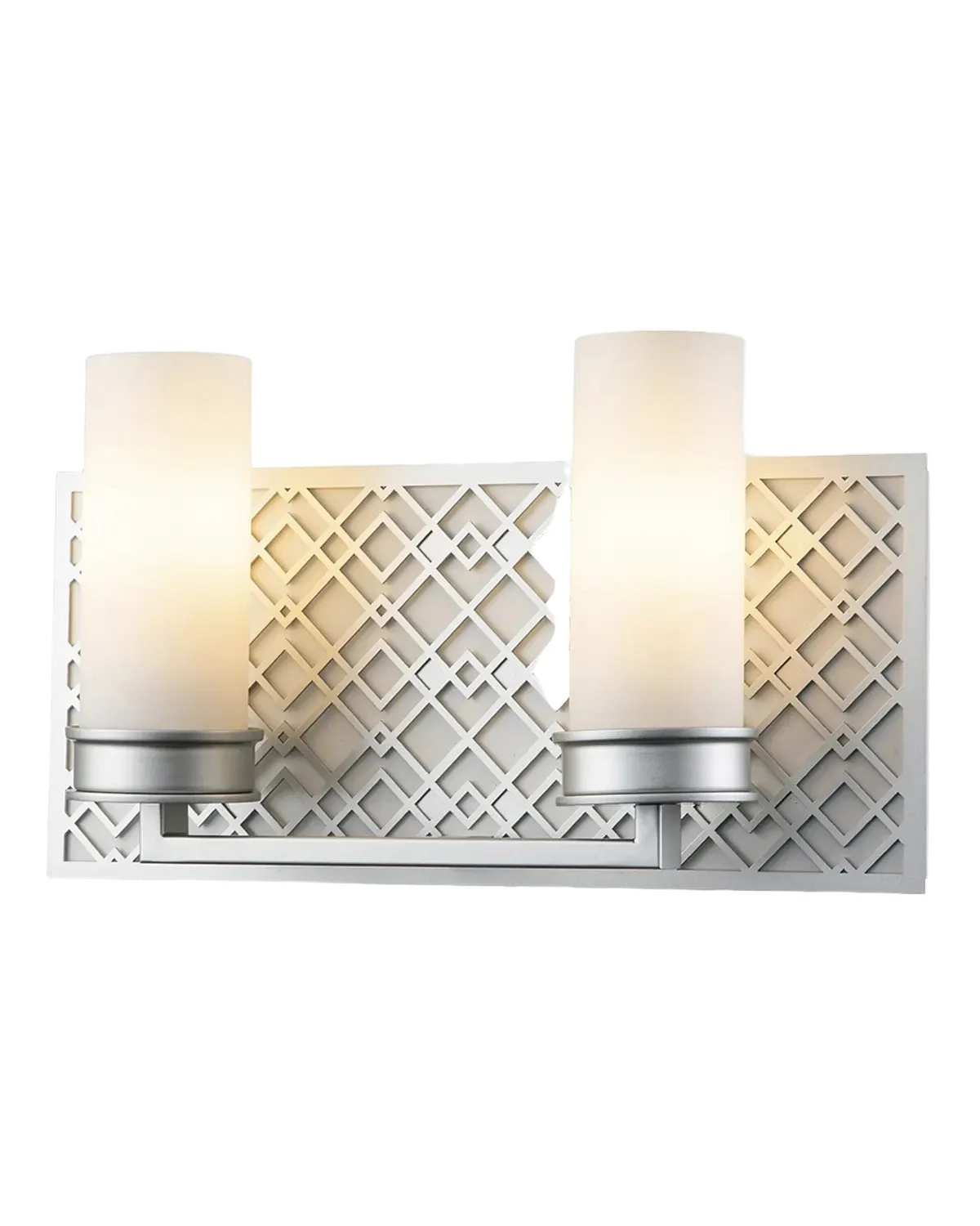 Lucas McKearn Ziggy 2-Light Bath Bar Sconce, Lacquered Silver