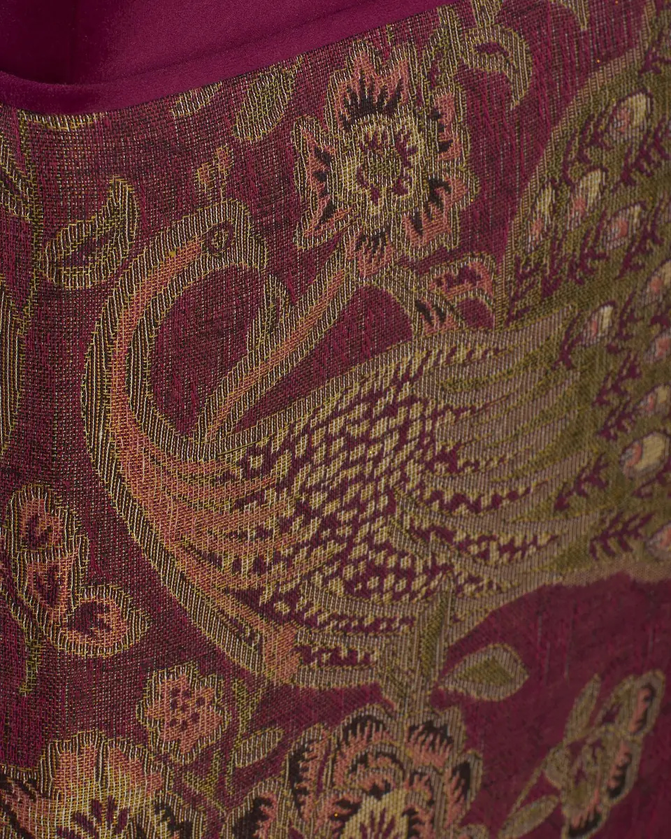 Haute House Jacquard Peacock Square Velvet Ottoman | Thumbnail 5 Haute House Jacquard Peacock Square Velvet Ottoman | Thumbnail 5