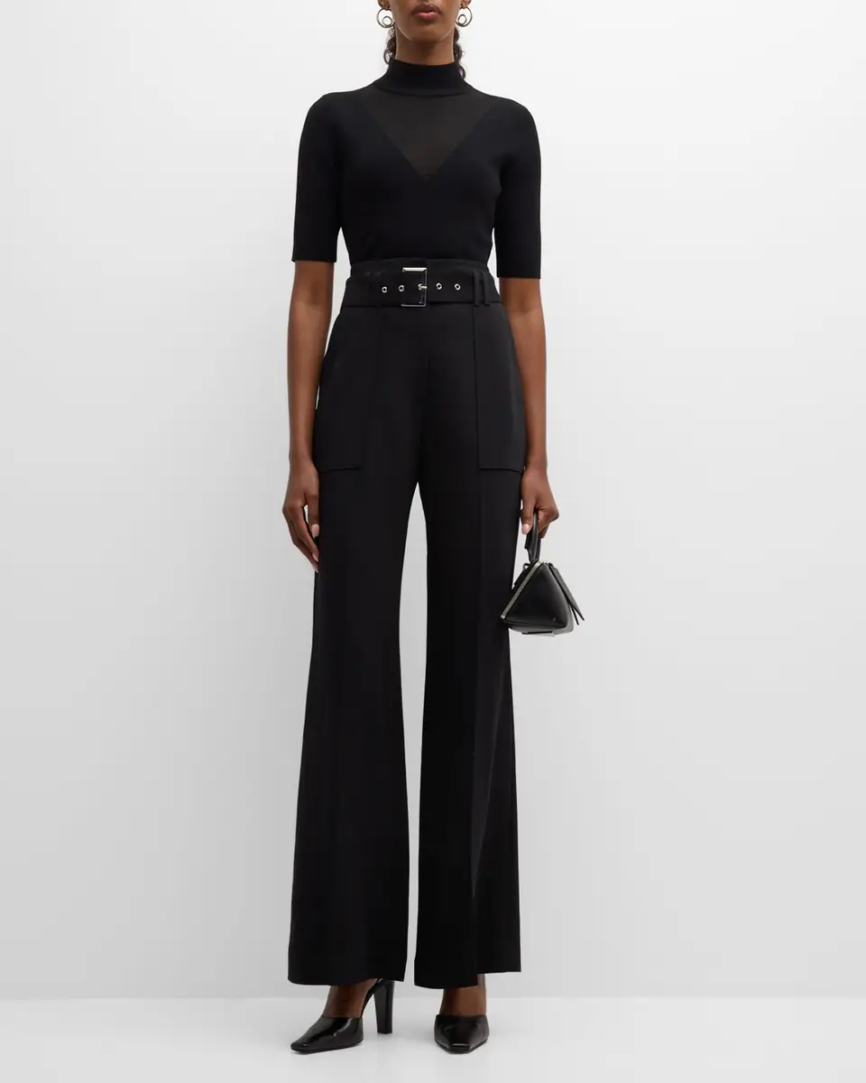Elie Tahari The Diana High-Rise Belted Pintuck Pants | Thumbnail 3