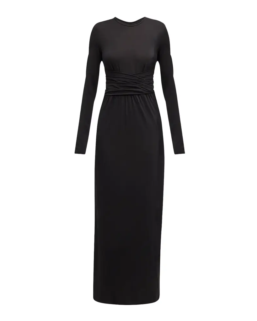 Emporio Armani Pleated Long-Sleeve Jersey Column Gown | Image 1 Emporio Armani Pleated Long-Sleeve Jersey Column Gown | Image 1