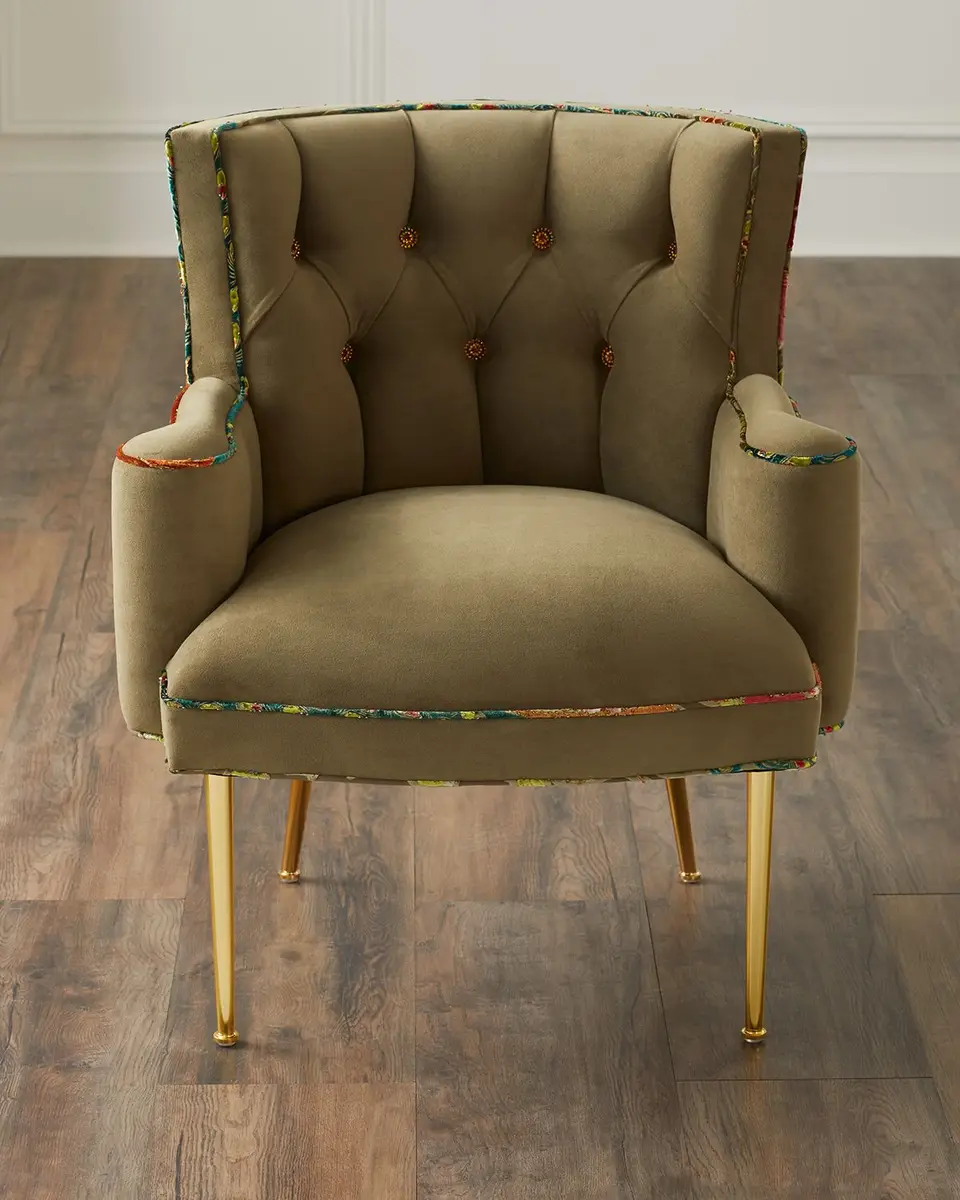 Haute House Tiffany Peacock Chair with Brass Legs | Thumbnail 2 Haute House Tiffany Peacock Chair with Brass Legs | Thumbnail 2