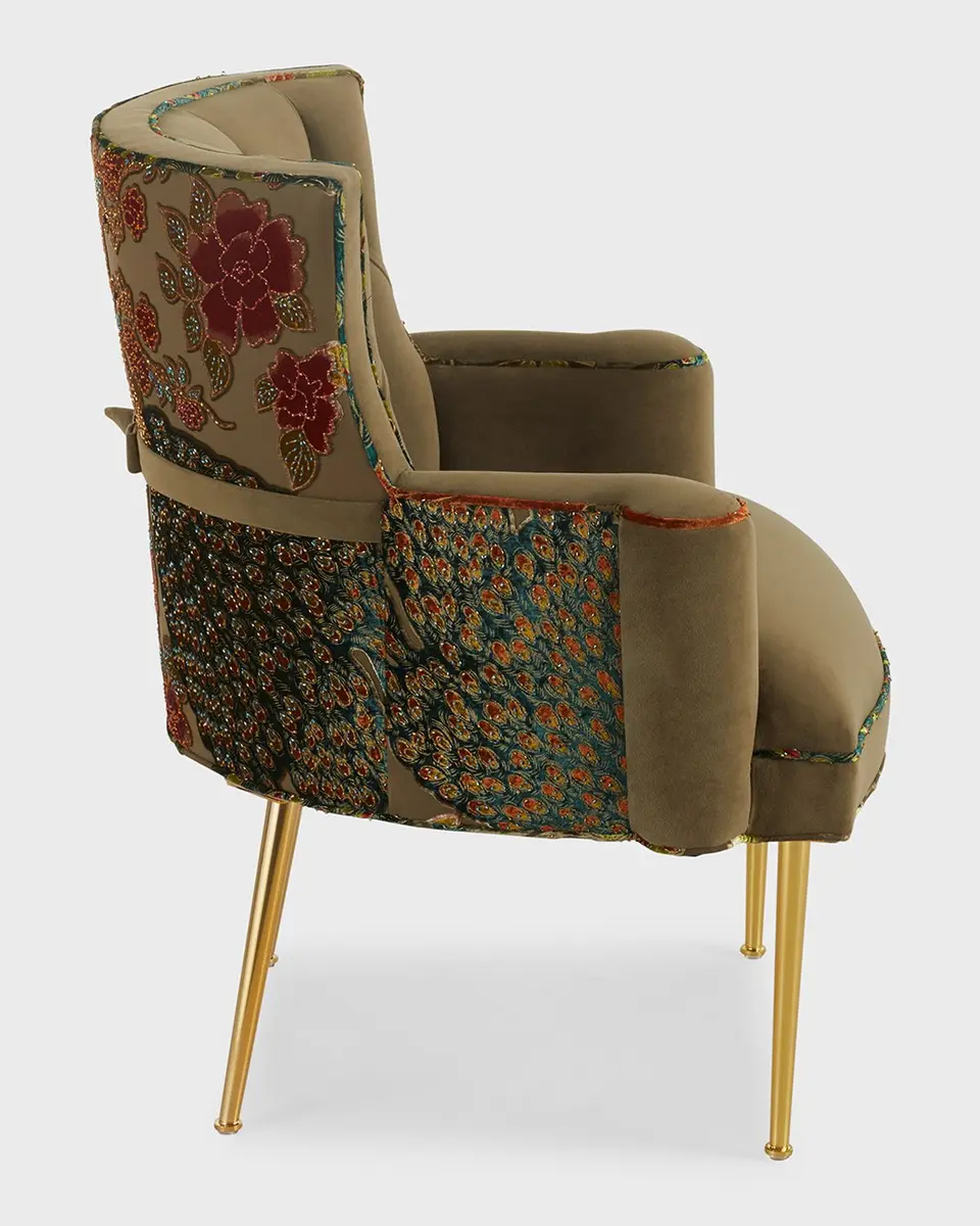 Haute House Tiffany Peacock Chair with Brass Legs | Thumbnail 3 Haute House Tiffany Peacock Chair with Brass Legs | Thumbnail 3