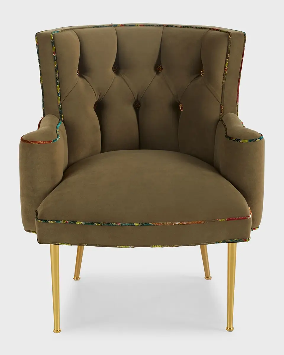 Haute House Tiffany Peacock Chair with Brass Legs | Thumbnail 4 Haute House Tiffany Peacock Chair with Brass Legs | Thumbnail 4