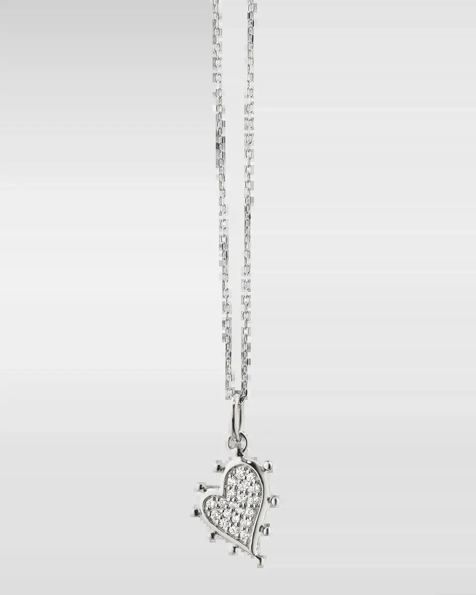 Monica Rich Kosann Sterling Silver Petite Pavé White Sapphire Heart Necklace | Thumbnail 2 Monica Rich Kosann Sterling Silver Petite Pavé White Sapphire Heart Necklace | Thumbnail 2