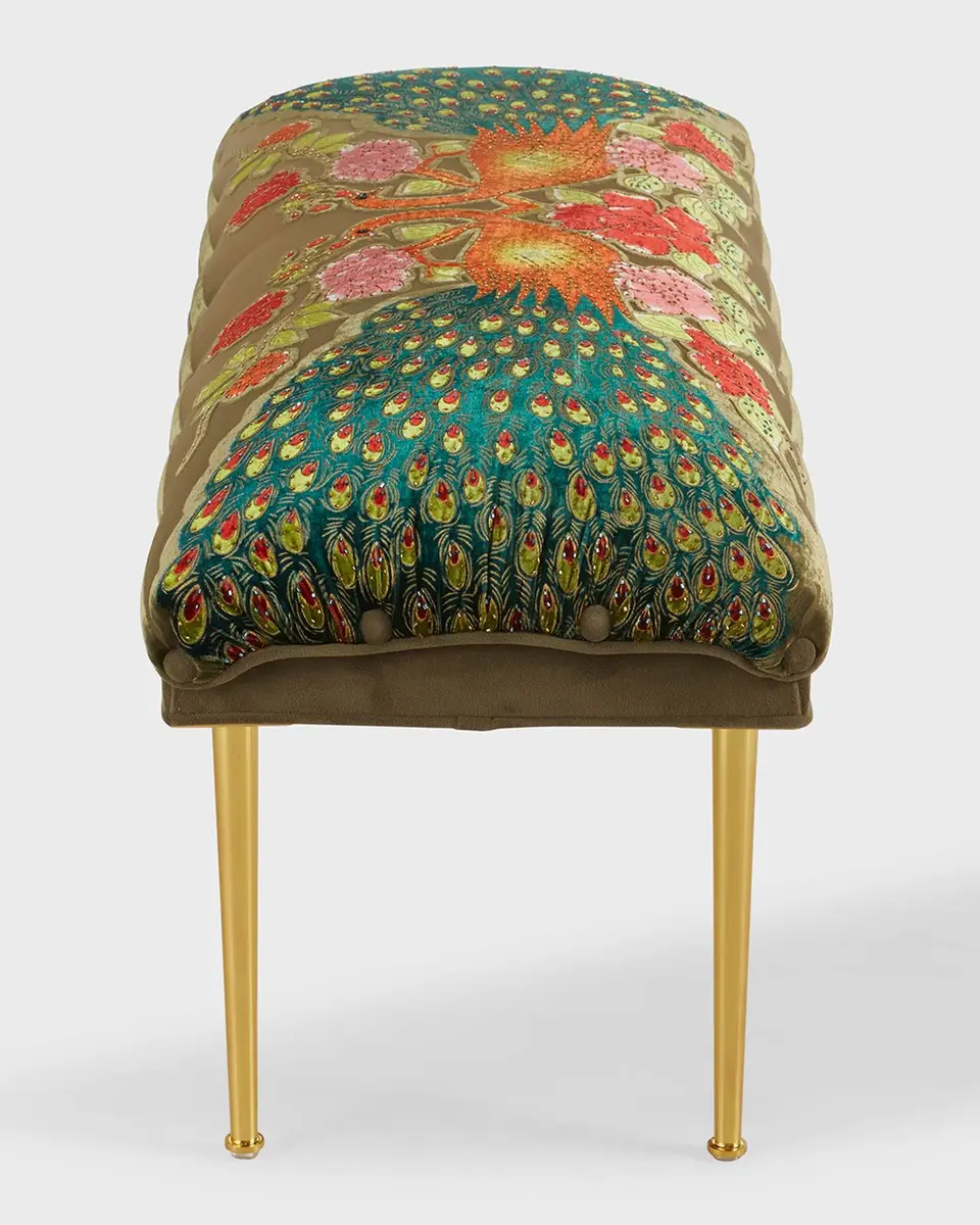 Haute House Peacock Bench with Brass Legs, 42" | Thumbnail 3 Haute House Peacock Bench with Brass Legs, 42" | Thumbnail 3