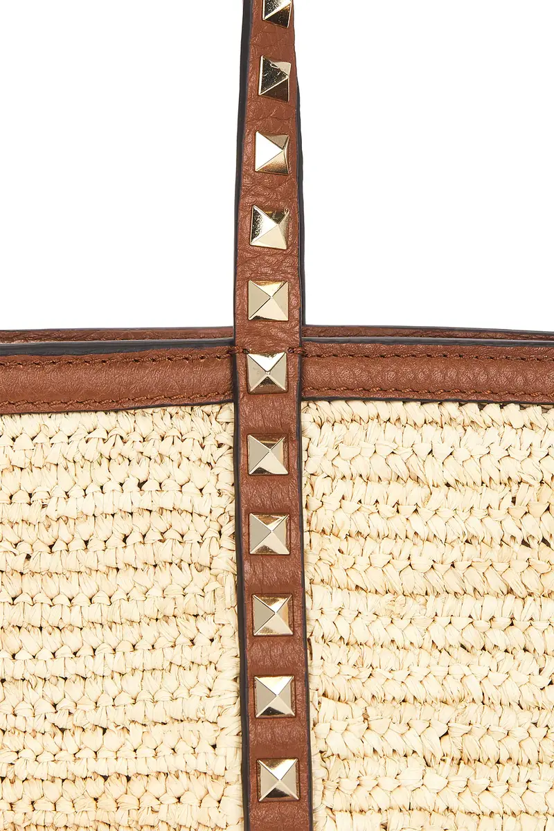 Valentino Garavani Crochet Raffia Rockstud Mini Tote Bag | Thumbnail 8 Valentino Garavani Crochet Raffia Rockstud Mini Tote Bag | Thumbnail 8
