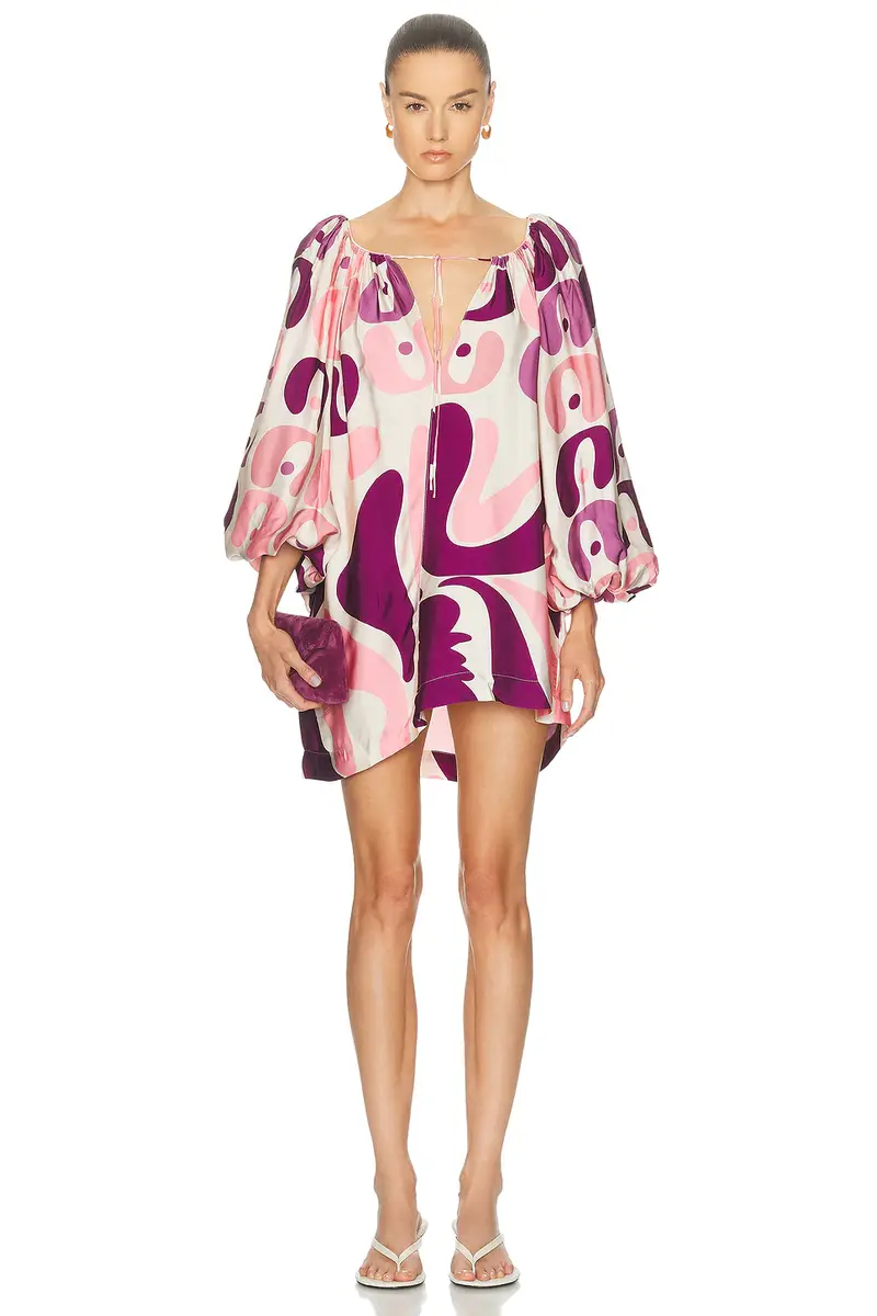 ADRIANA DEGREAS Bold Floral Puff Sleeve Mini Dress | Image 1 ADRIANA DEGREAS Bold Floral Puff Sleeve Mini Dress | Image 1