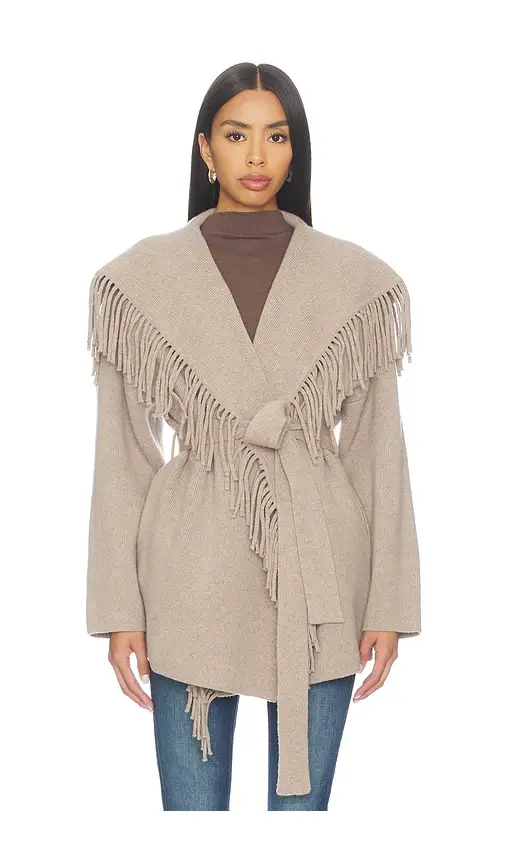 NAADAM Wool Tie Waist Fringe Coat | Thumbnail 2 NAADAM Wool Tie Waist Fringe Coat | Thumbnail 2