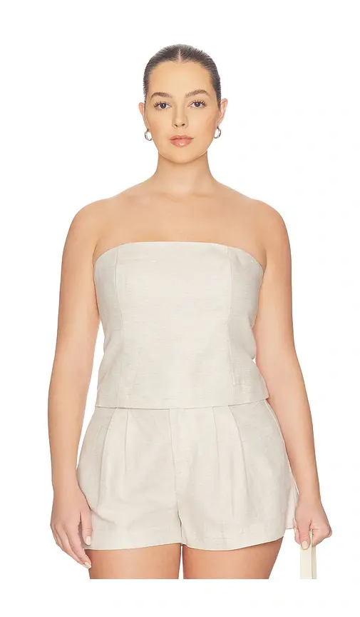 GOOD AMERICAN Linen Strapless Top | Thumbnail 2