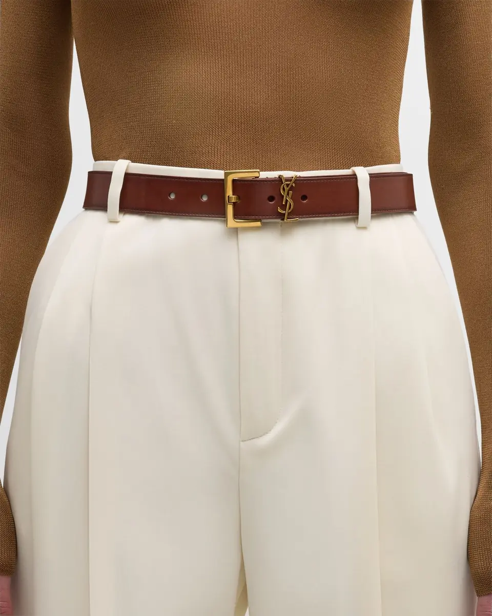 Saint Laurent YSL Brass & Leather Belt | Thumbnail 2 Saint Laurent YSL Brass & Leather Belt | Thumbnail 2