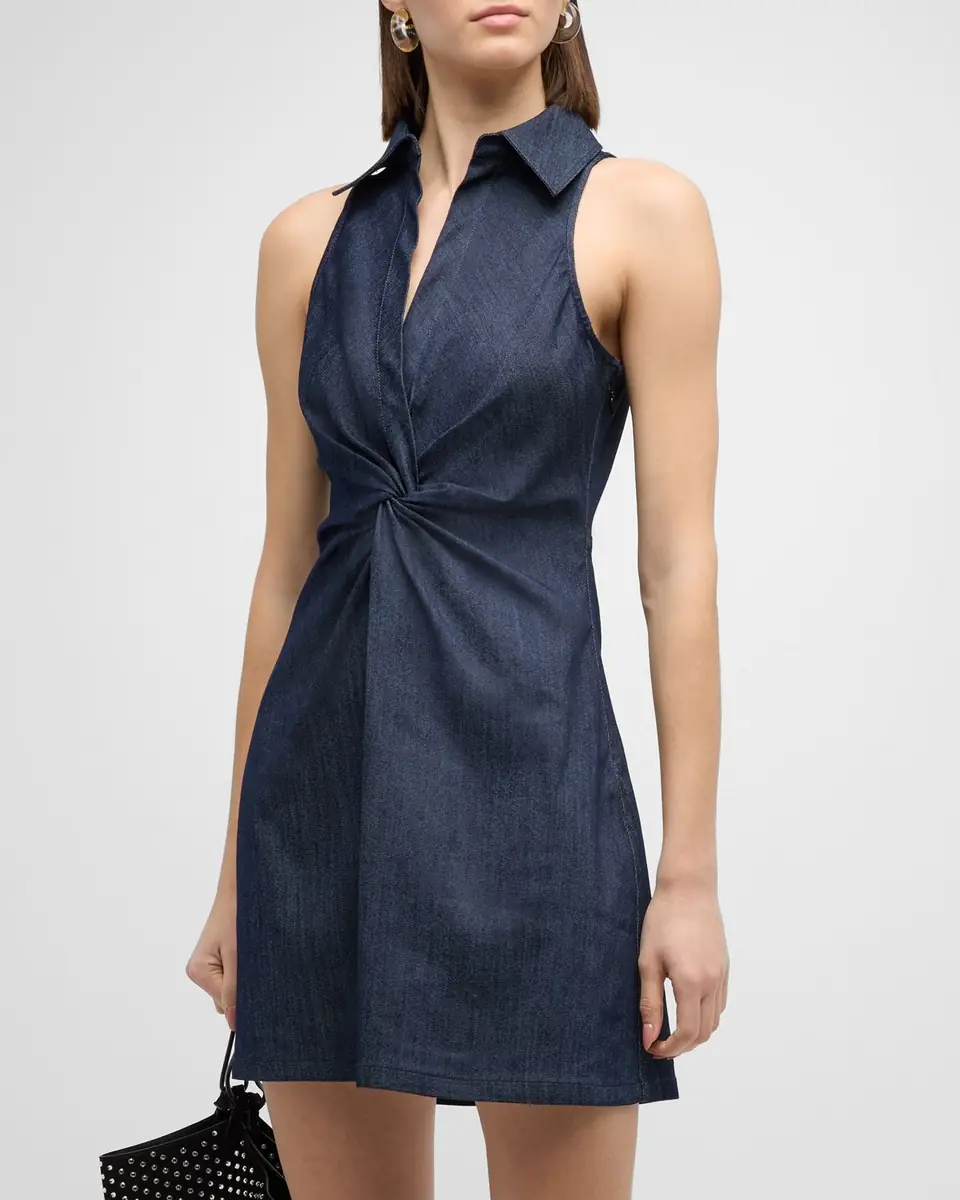 Cinq à Sept Mckenna Sleeveless Knotted Chambray Mini Dress | Thumbnail 3