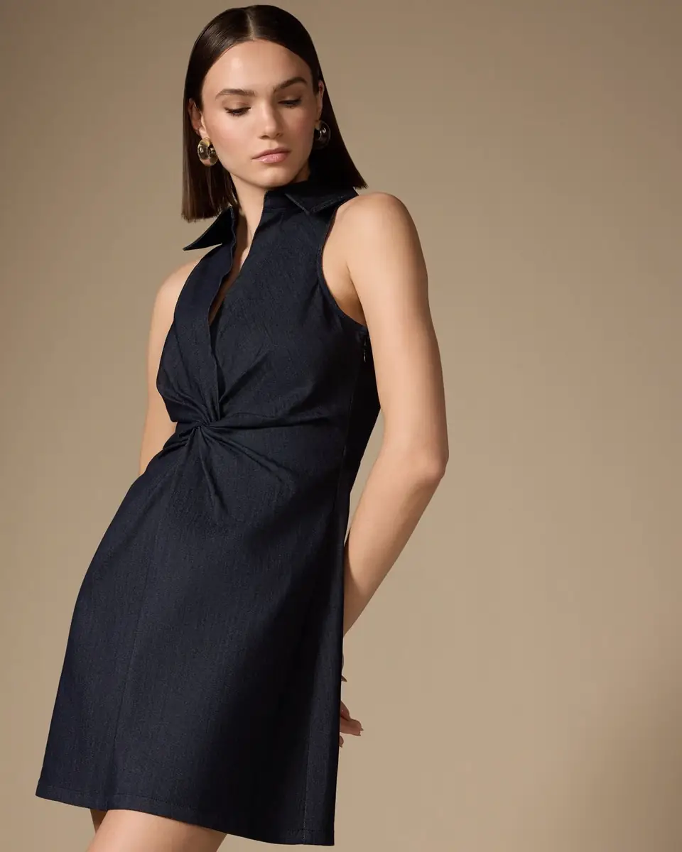 Cinq à Sept Mckenna Sleeveless Knotted Chambray Mini Dress | Thumbnail 5