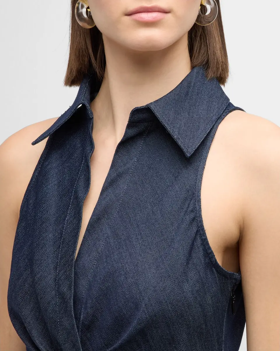 Cinq à Sept Mckenna Sleeveless Knotted Chambray Mini Dress | Thumbnail 6