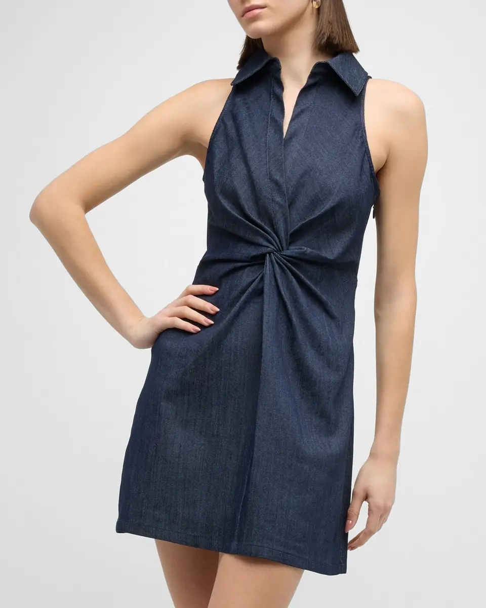 Cinq à Sept Mckenna Sleeveless Knotted Chambray Mini Dress | Thumbnail 8