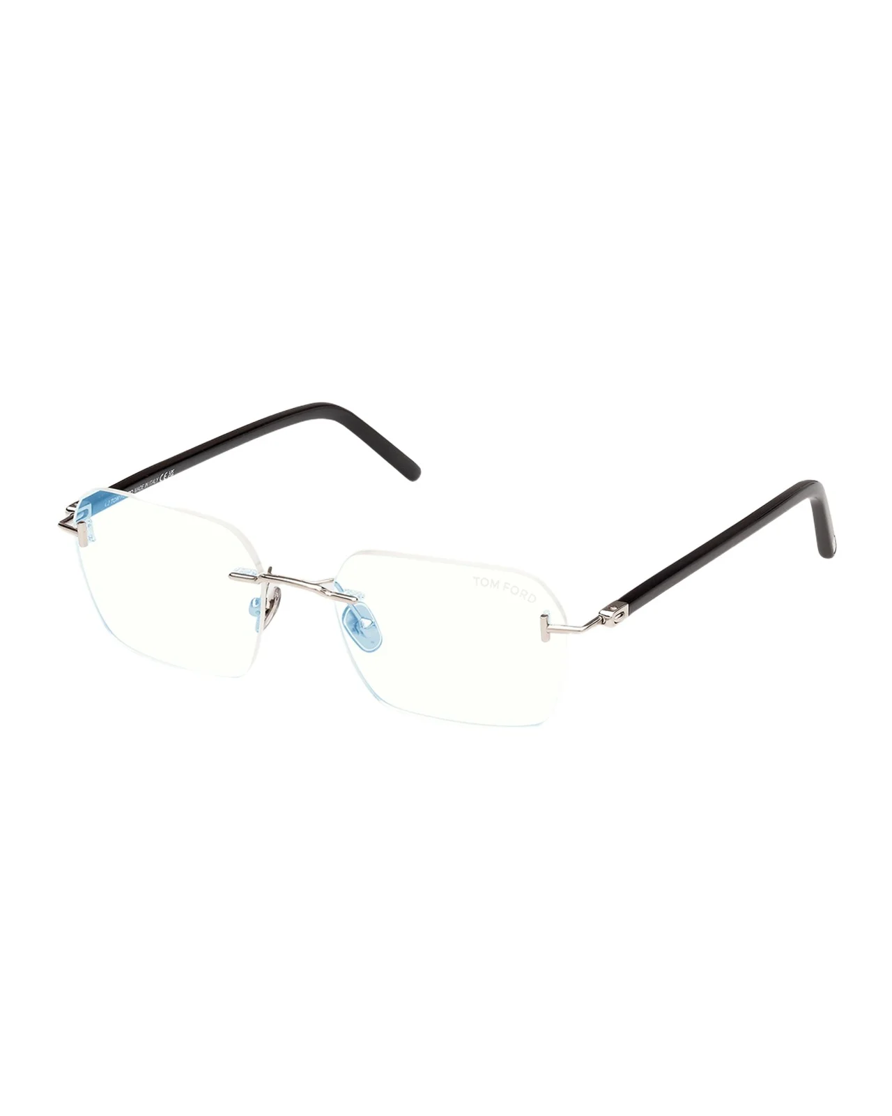 Tom Ford Men's Rimless Rectangle Blue Light-Blocking Glasses